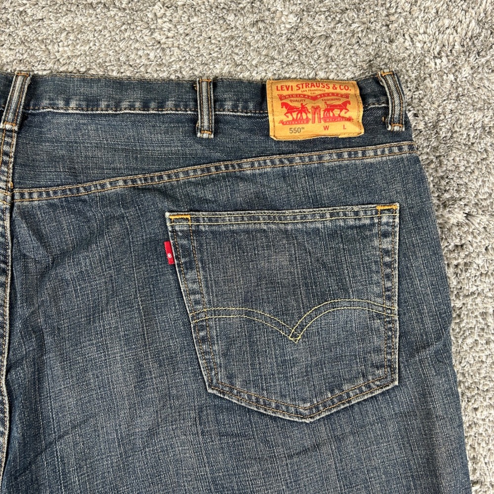 Levi's 550 Jeans Mens 52x29 Blue Denim Relaxed Fit Tapered‎ Leg Cotton Big Tall